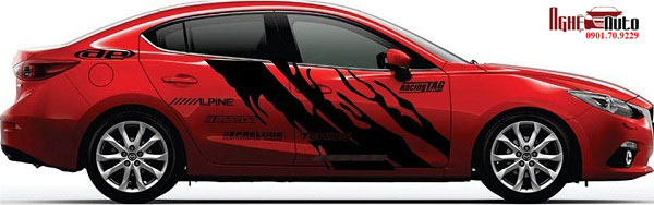 Tem dán sườn cho xe 4 chỗ màu đỏ