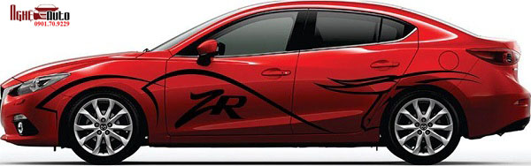 Tem dán sườn cho xe 4 chỗ màu đỏ