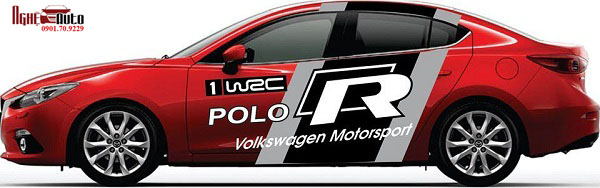 Tem dán sườn cho xe 4 chỗ màu đỏ