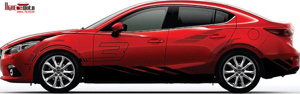 Tem dán sườn cho xe 4 chỗ màu đỏ