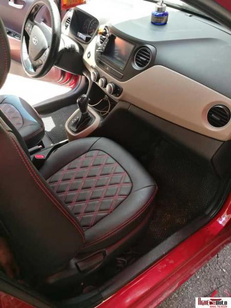 Bọc ghế da thật cho Hyundai i10 mẫu quả trám cao cấp