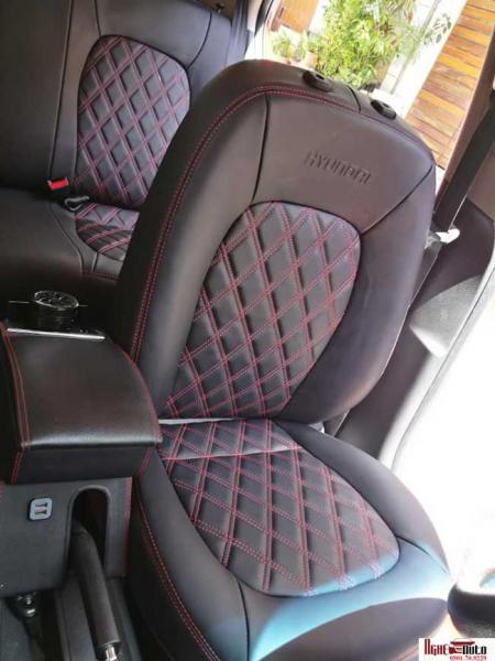 Bọc ghế da thật cho Hyundai i10 mẫu quả trám cao cấp