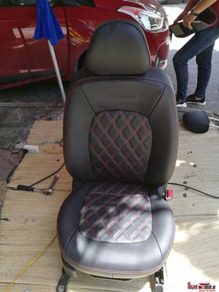 Bọc ghế da thật cho Hyundai i10 mẫu quả trám cao cấp