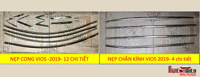 Nẹp chân kính - viền cong kính Toyota Vios 2019